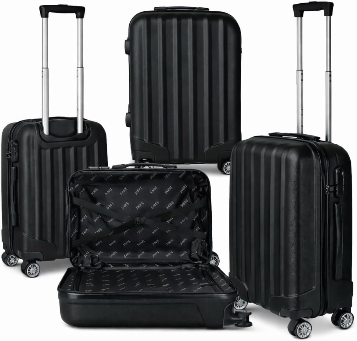 Mala de Viagem de Bordo Silent Noronha 10kg - Padrão ANAC | Rígida em ABS | 4 Rodas Duplas 360° | Cadeado Numérico Integrado | Leve e Resistente (Cor Preto) - Imagem 2