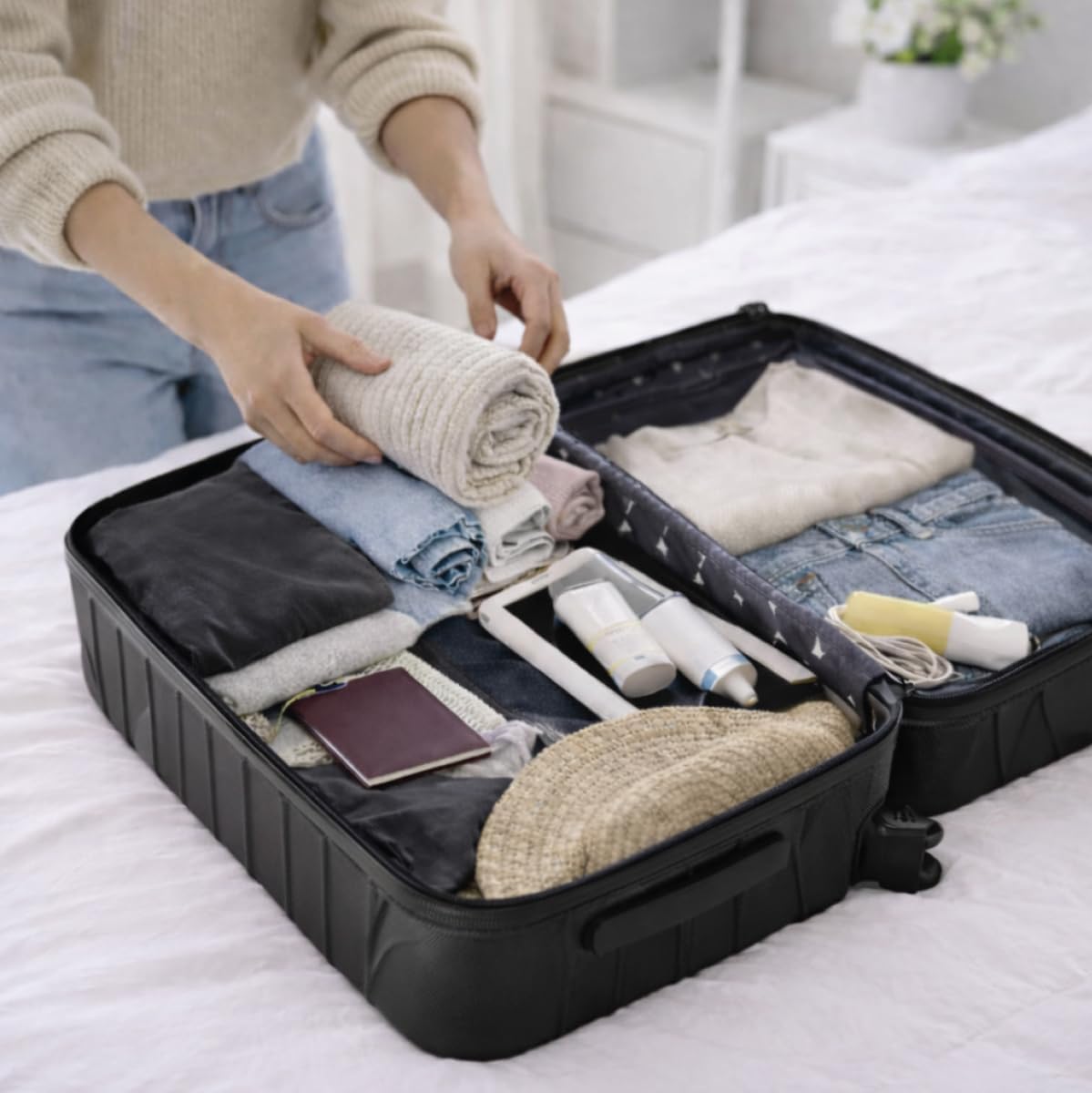 Mala de Viagem de Bordo Silent Noronha 10kg - Padrão ANAC | Rígida em ABS | 4 Rodas Duplas 360° | Cadeado Numérico Integrado | Leve e Resistente (Cor Preto) - Imagem 3
