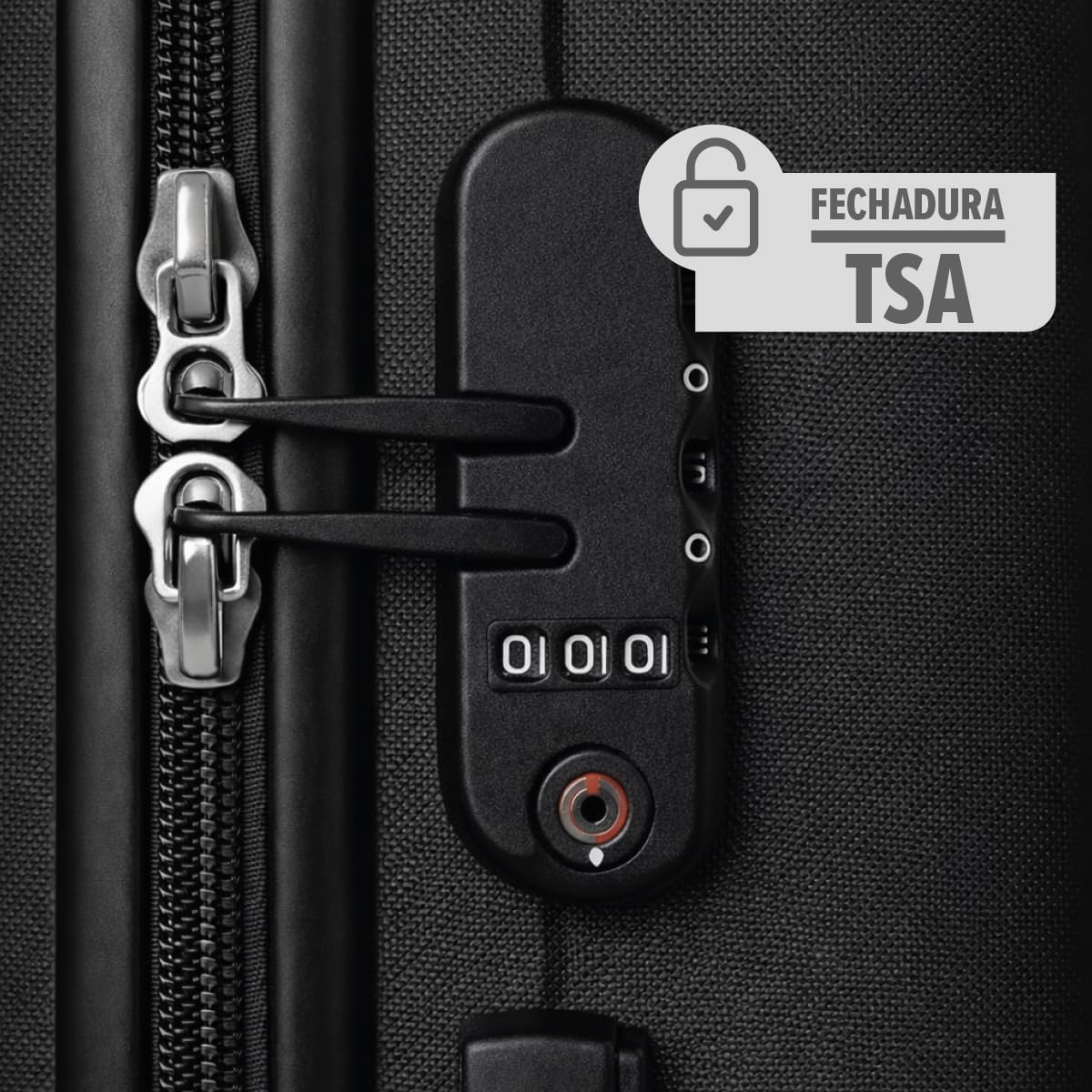 Mala de Viagem de Bordo Silent Noronha 10kg - Padrão ANAC | Rígida em ABS | 4 Rodas Duplas 360° | Cadeado Numérico Integrado | Leve e Resistente (Cor Preto) - Imagem 5