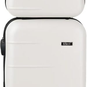 Kit Mala de Bordo Silent Ipanema + Frasqueira - Padrão ANAC | Rígida em ABS | 4 Rodas Duplas 360° | Cadeado Numérico Integrado | Leve e Resistente (Branco)