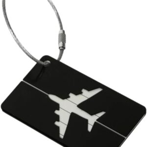 Genérico Tag de Mala de Viagem Identificador Bagagem Etiqueta Alumínio Cabo Aço (1 Peça Preta)