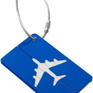 Genérico Tag de Mala Identificador Bagagem Etiqueta Alumínio Cabo Aço (Azul)