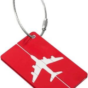 Tag De Mala Identificador Bagagem Etiqueta Alumínio Cabo Aço (Vermelho)