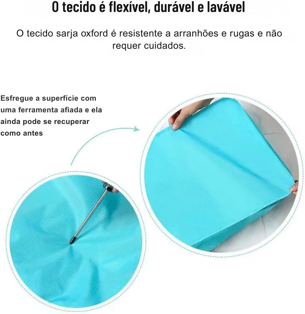 Kit Organizador de Mala 6 Peças para Viagem – Necessaires Dobráveis Impermeáveis e Respiráveis – Organização de Roupas, Acessórios e Higiene – Compacto, Resistente e Versátil (Preto) - Imagem 7