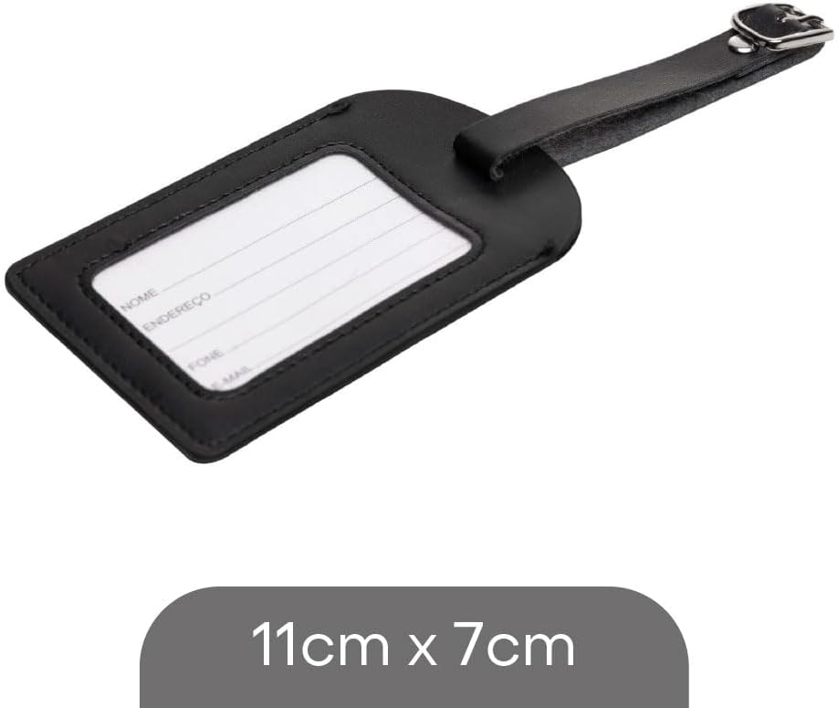 LYOR - Etiqueta para Mala com Visor de Poliuretano Preto 11cm x 7cm - Imagem 4