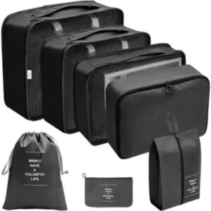 Organizador de Malas Kit Organizador de Mala Viagem 7 Peças Ideal para Mala de Viagem Bolsas Organizadoras Necessaire De Organização, PREMIUM