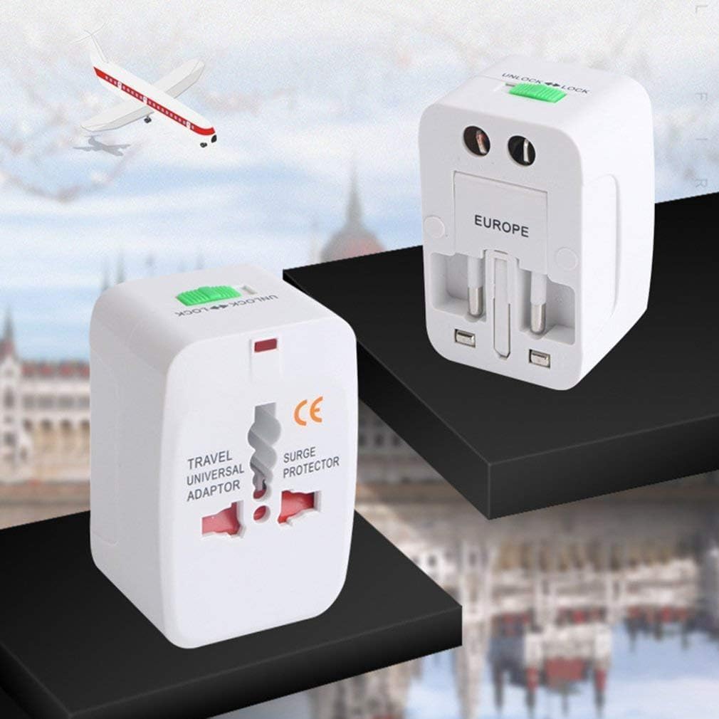 Adaptador de Tomada Universal Para Viagem Padrão Internacional Europa UK Asia EUA JP AU EU Europeu 3 Pinos Mais de 150 Países Bivolt Trava de Segurança Portátil Ajustável Super PREMIUM - Imagem 4
