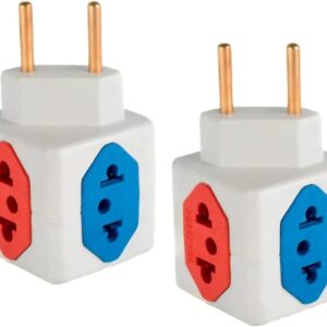 KIT Com 2 Adaptadores Benjamim Cubo 3D Com 3 Entradas de Tomada 10 Amperes E 1 Entrada de Tomada 20 Amperes CORES SORTIDAS Plug Padrão Novo 3 Pinos Resistente PREMIUM ONYK