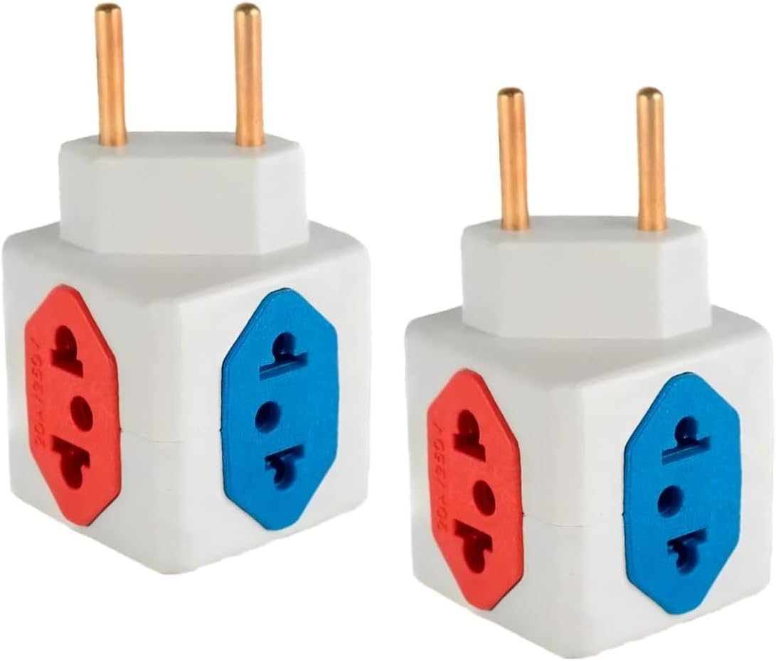 KIT Com 2 Adaptadores Benjamim Cubo 3D Com 3 Entradas de Tomada 10 Amperes E 1 Entrada de Tomada 20 Amperes CORES SORTIDAS Plug Padrão Novo 3 Pinos Resistente PREMIUM ONYK