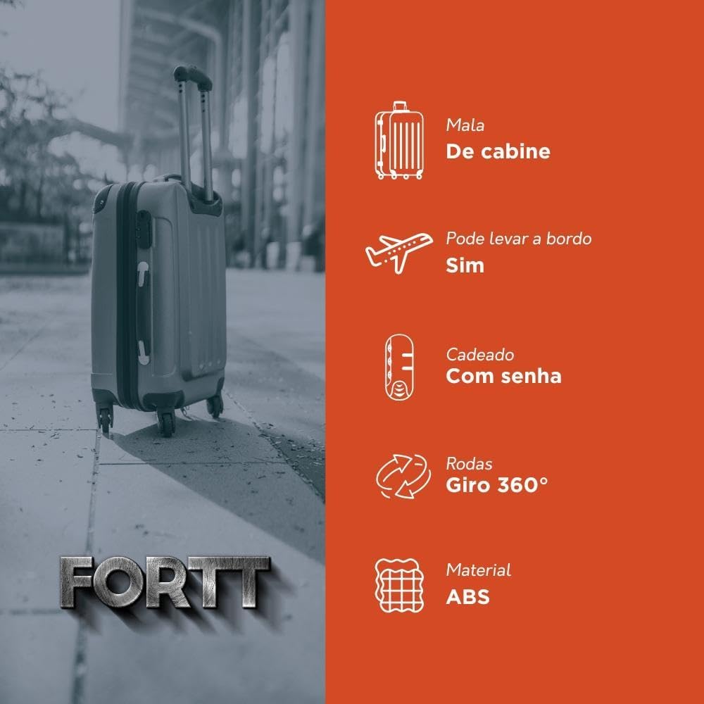 Mala de Bordo ABS 4 Rodas Future Fortt Preta - MFB01-PT - Imagem 6