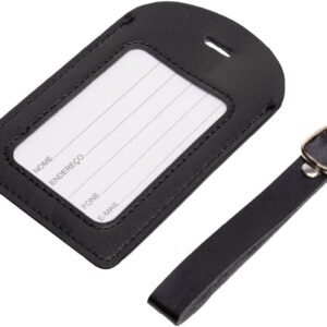 LYOR - Etiqueta para Mala com Visor de Poliuretano Preto 11cm x 7cm