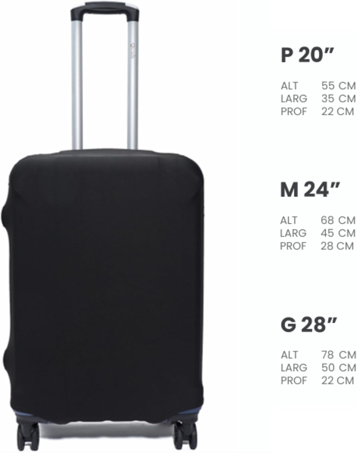 Capa Protetora para Mala de Viagem, Resistente Anti-Risco (Preto, Pequeno) - Imagem 3