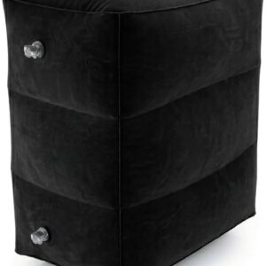 Apoio Inflável Pé Almofada Travesseiro Viagem Avião Carro Ônibus Criança Adulto Descanso Conforto Pernas Portátil 40x30x43cm (Preto)