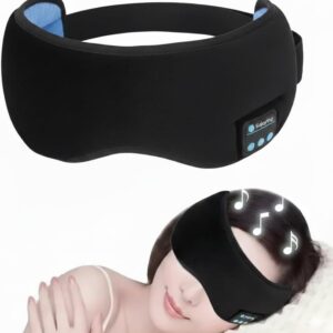 Máscara de Dormir Bluetooth com Fone de Ouvido | Ideal para Viagem, Avião e Descanso | Tecido Suave, Ajustável e Confortável | Música Relaxante.