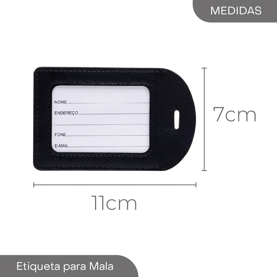 LYOR - Etiqueta para Mala com Visor de Poliuretano Preto 11cm x 7cm - Imagem 3