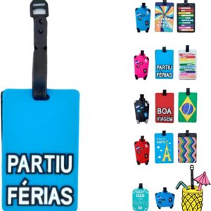 Identificador de Bagagem Tag de Mala Férias Avião Etiqueta de Silicone Premium (PARTIU FÉRIAS, TAG)