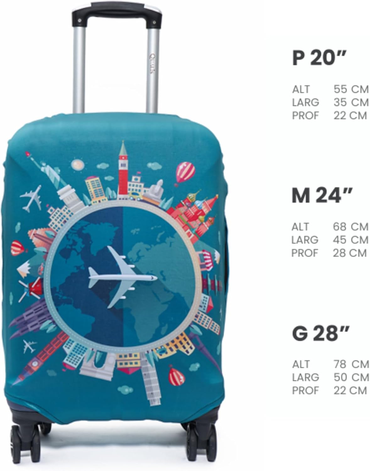 Capa Protetora para Mala de Viagem, Resistente Anti-Risco (Airplane, Médio) - Imagem 2