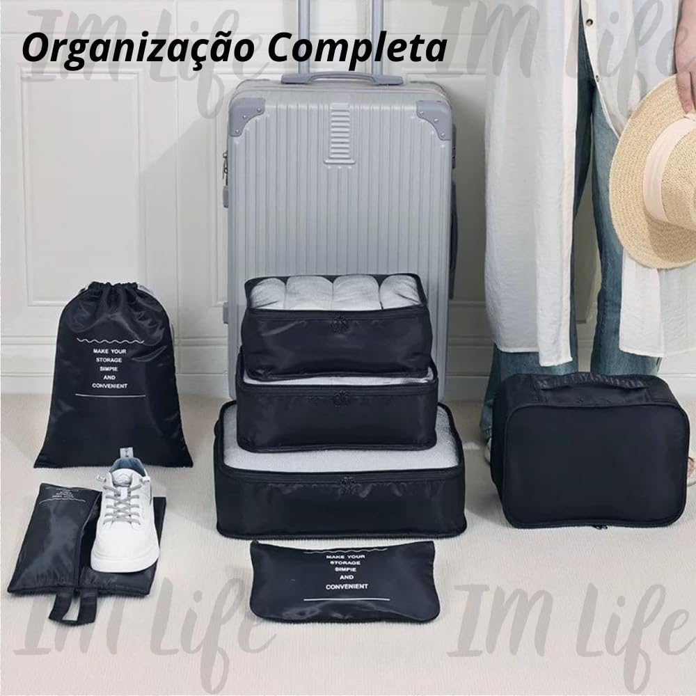 Organizador de Malas Kit Organizador de Mala Viagem 7 Peças Ideal para Mala de Viagem Bolsas Organizadoras Necessaire De Organização, PREMIUM - Imagem 4