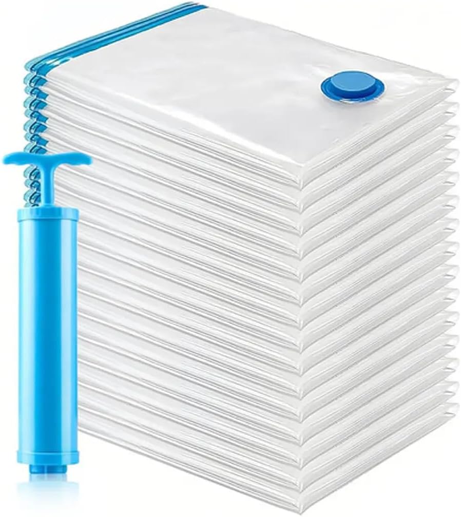 Kit 10 Sacos A Vácuo 50X60 Organizadores Para Casa E Viagens De Roupas Toalhas Cobertas Reultilizável Resistente Antimofo Impermeável Dupla Vedação Premium