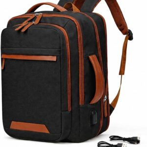 Mochila Grande para Notebook 15,6" Expansível e Impermeável | Mochila Executiva de Viagem Aprovada por Companhias Aéreas com Porta USB, Bolso para Líquidos, Mochila Escolar e de Trabalho
