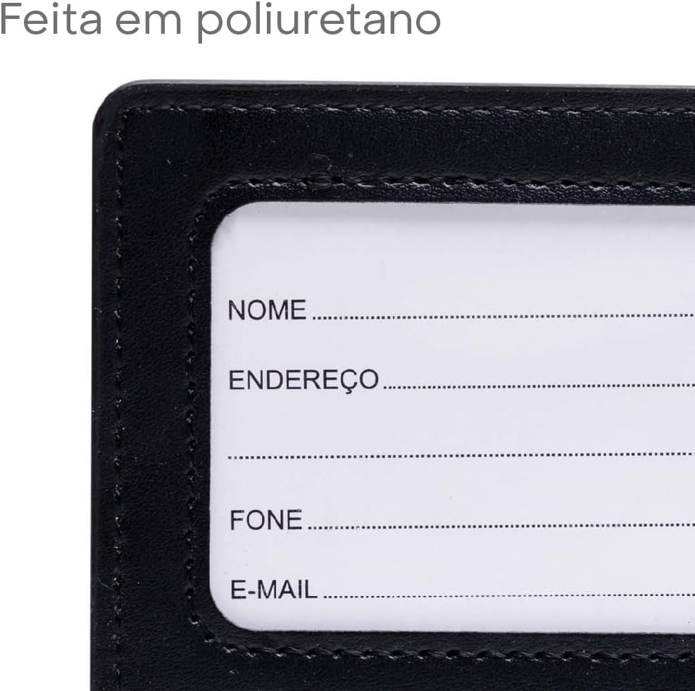 LYOR - Etiqueta para Mala com Visor de Poliuretano Preto 11cm x 7cm - Imagem 2