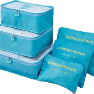 Kit Organizador de Mala de Viagem Prático 6 Peças Necessaires para Roupas, Maquiagens,cuecas calcinhas e meias Bagagen-Lene (Azul Turquesa)