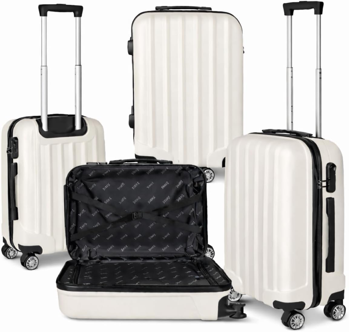 Mala de Viagem de Bordo Silent Noronha 10kg - Padrão ANAC | Rígida em ABS | 4 Rodas Duplas 360° | Cadeado Numérico Integrado | Leve e Resistente (Branco) - Imagem 2