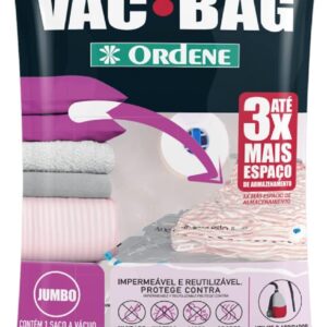 Ordene - Saco Plástico à Vácuo para Armazenamento, Tamanho Jumbo (110 x 100cm), Cor Transparente, Linha Vac Bag