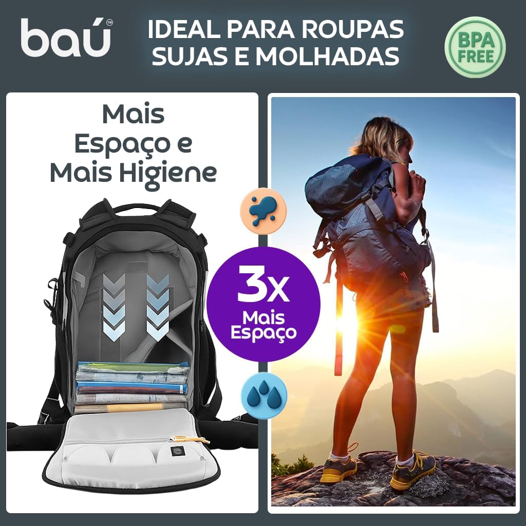 Kit 12 Sacos a Vácuo Manual p/Viagem s/Bomba - Enrole e Tire o Ar - Rolling Plus Baú - Imagem 5