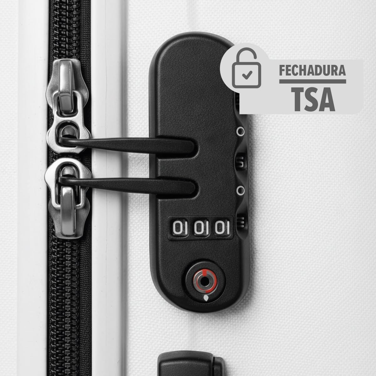 Mala de Viagem de Bordo Silent Noronha 10kg - Padrão ANAC | Rígida em ABS | 4 Rodas Duplas 360° | Cadeado Numérico Integrado | Leve e Resistente (Branco) - Imagem 5