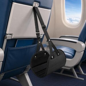 Descanso de pé portátil para viagens, alça ajustável para pés de avião, escritório, carro ao ar livre, suporte de perna compacto preto com almofada antiderrapante para os pés