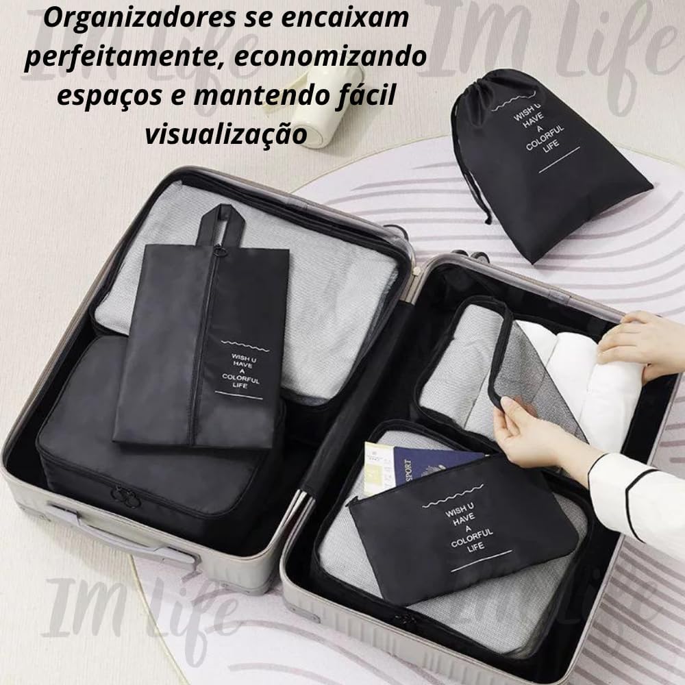Organizador de Malas Kit Organizador de Mala Viagem 7 Peças Ideal para Mala de Viagem Bolsas Organizadoras Necessaire De Organização, PREMIUM - Imagem 2