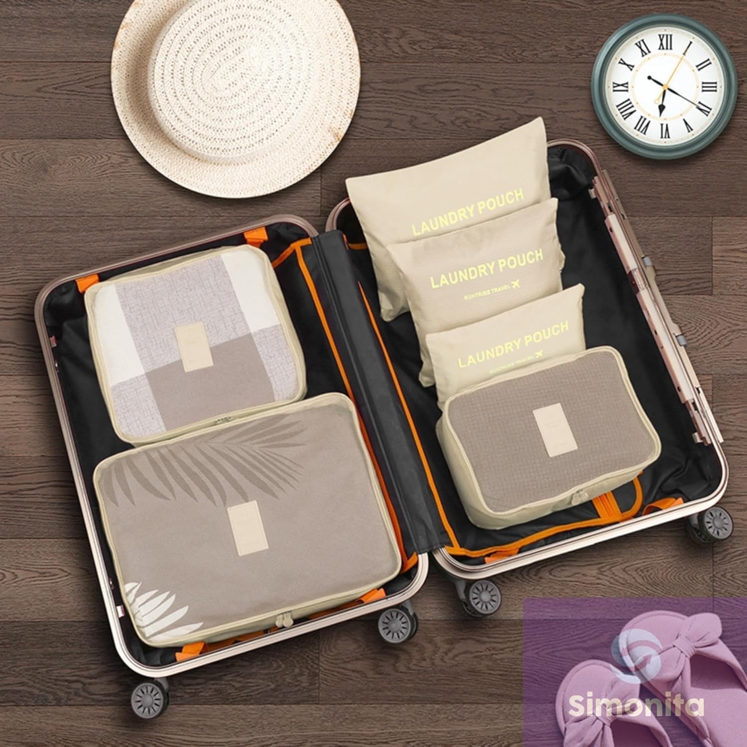 Kit Organizador de Mala de Viagem Prático 6 Peças Necessaires para Roupas, Maquiagens,cuecas calcinhas e meias Bagagen-Lene (Azul Turquesa) - Imagem 4