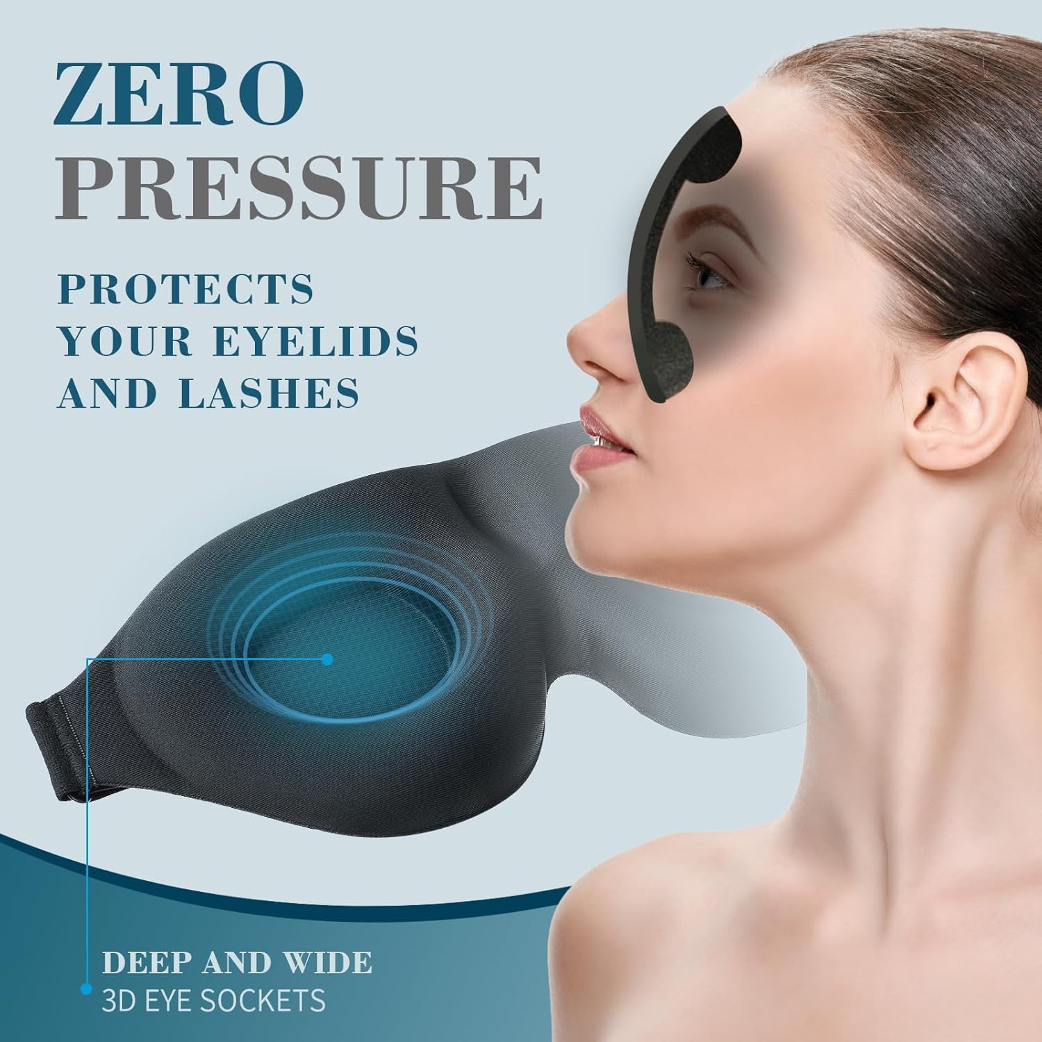 Máscara de dormir 3D, máscara para dormir para mulheres e homens, venda noturna com bojo contornado, cobertura luxuosa para os olhos com bloqueio de luz, sombra moldada com alça ajustável - Imagem 4