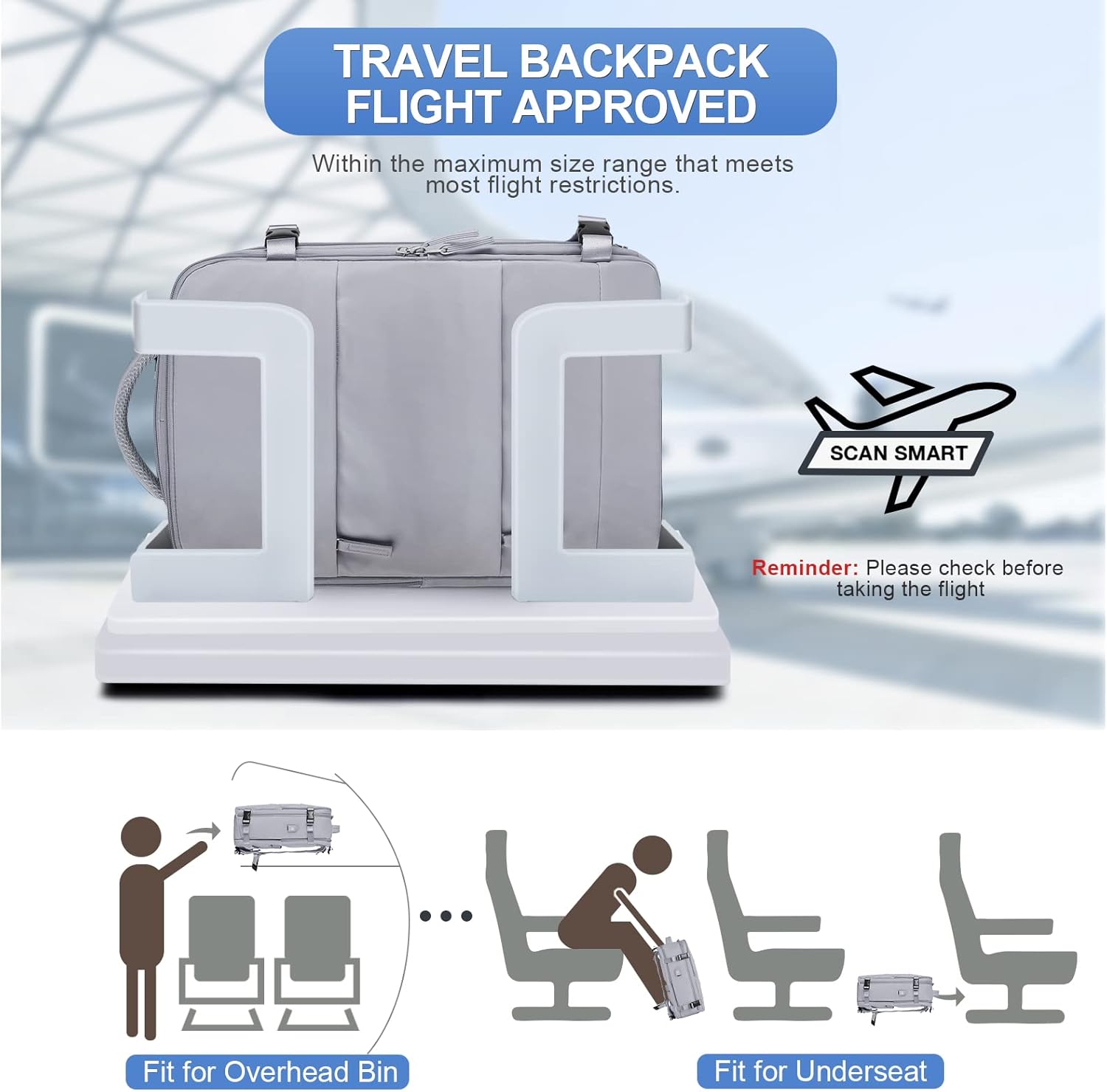 Mochila de viagem coofay casual e versátil, Cinza A, Expandable, Mochilas de viagem - Imagem 3