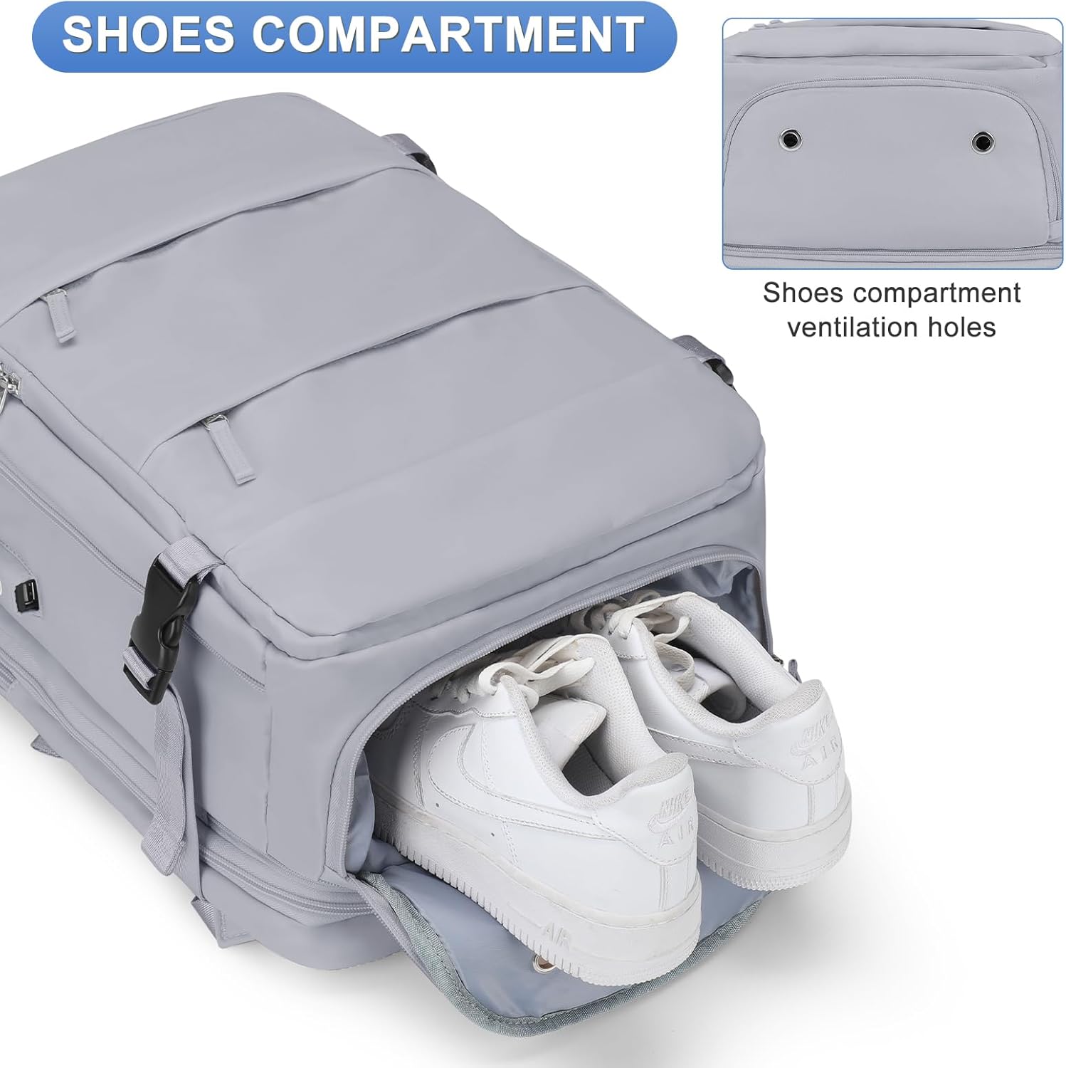 Mochila de viagem coofay casual e versátil, Cinza A, Expandable, Mochilas de viagem - Imagem 7