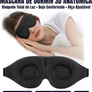 Máscara de Dormir 3D Blackout Total – Tapa Olho Confortável com Bloqueio de Luz – Ideal para Sono Profundo, Viagem e Descanso Premium