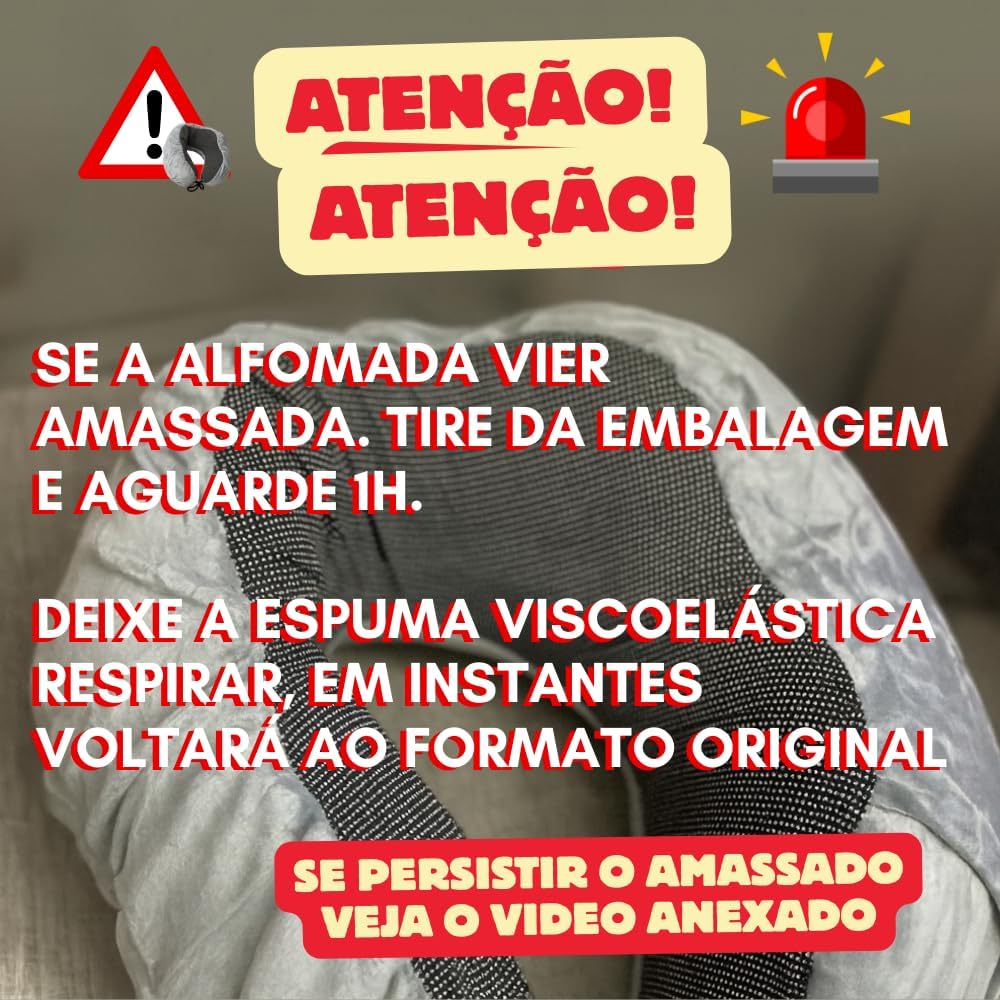 Travesseiro de Pescoço Formato U para Viagem Avião Carro Ônibus Almofada Ortopédica Ergonômica com Espuma Viscoelástica para Cervical, Cabeça e Pescoco Adulto - NRSHOP (Preto) - Imagem 6