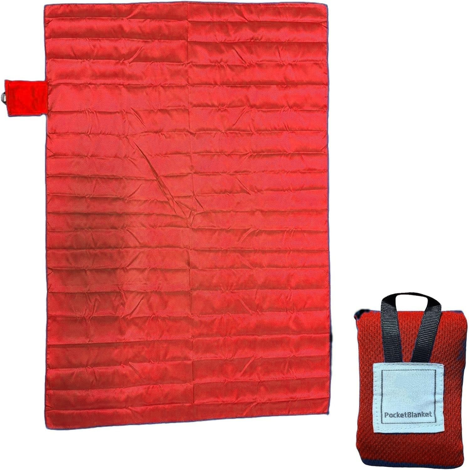 Cobertor compacto de bolso - Tapete externo impermeável 150 x 109 cm, tamanho dobrável de 13 cm, vermelho - Imagem 2