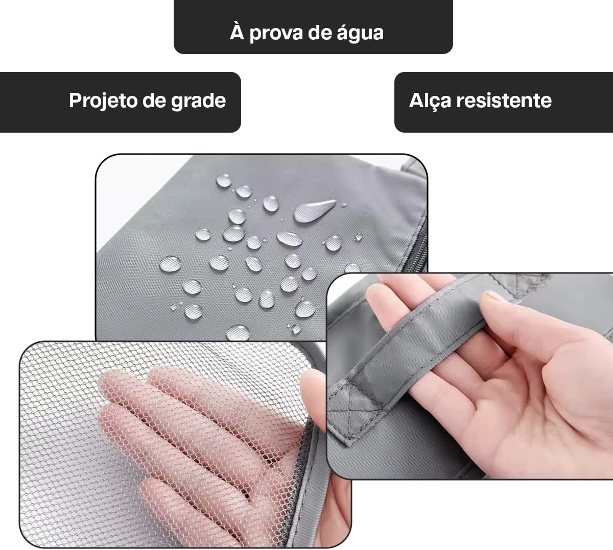 Organizador Viagem Kit 7 Peças - Necessaire para Bagagem Malas Roupas Bolsa Cosméticos Higiene - Dobrável Impermeável Multiuso Feminina Masculina Unissex Grande Compacto Prático (BEGE) - Imagem 5