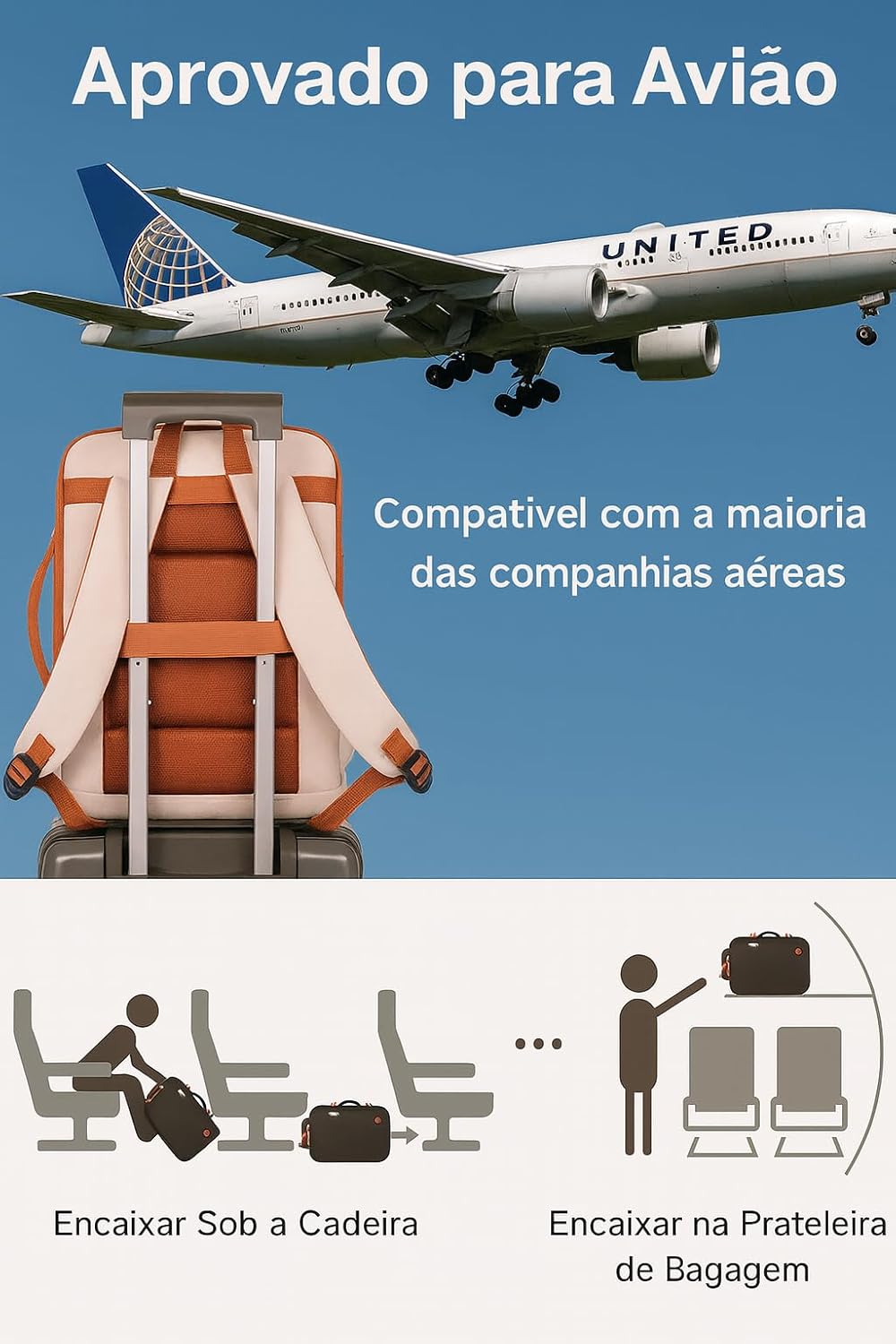 Mochila Grande para Notebook 15,6" Expansível e Impermeável | Mochila Executiva de Viagem Aprovada por Companhias Aéreas com Porta USB, Bolso para Líquidos, Mochila Escolar e de Trabalho - Imagem 7