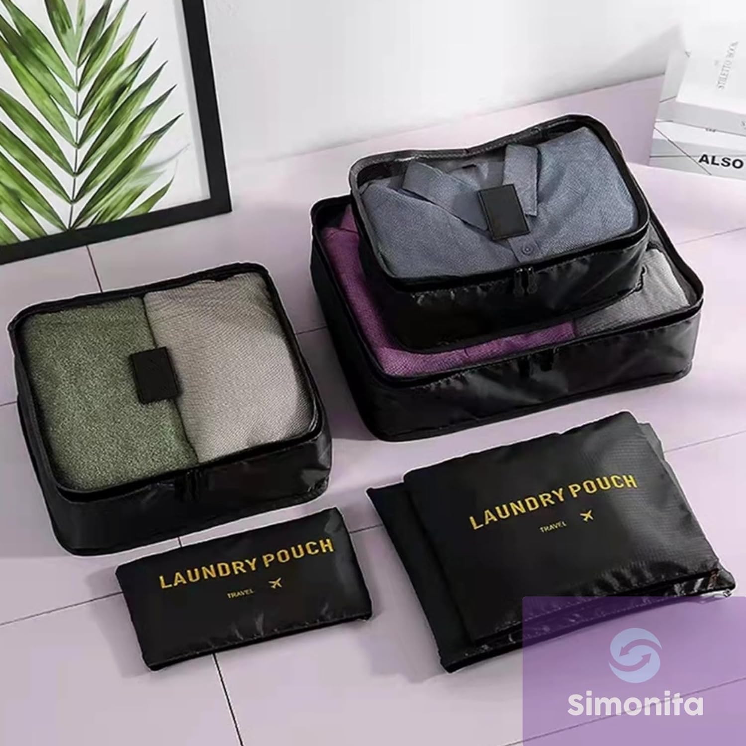 Kit Organizador de Mala de Viagem Prático 6 Peças Necessaires para Roupas, Maquiagens,cuecas calcinhas e meias Bagagen-Lene (Azul Turquesa) - Imagem 6