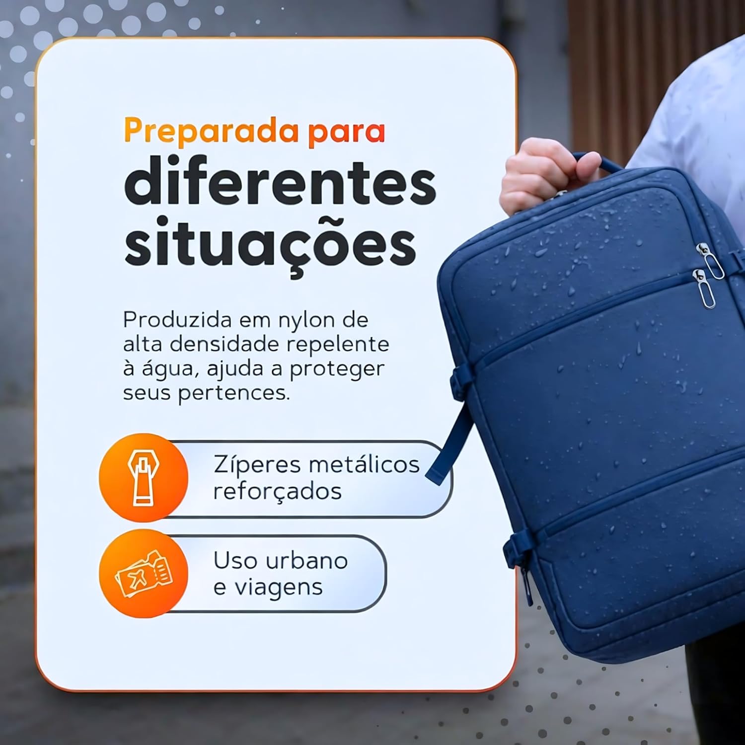Mochila de Viagem Expansível Aprovada em Avião Bagagem de mão Impermeável Compartimento P/Notebook Laptop Porta de Carregamento USB - Imagem 5