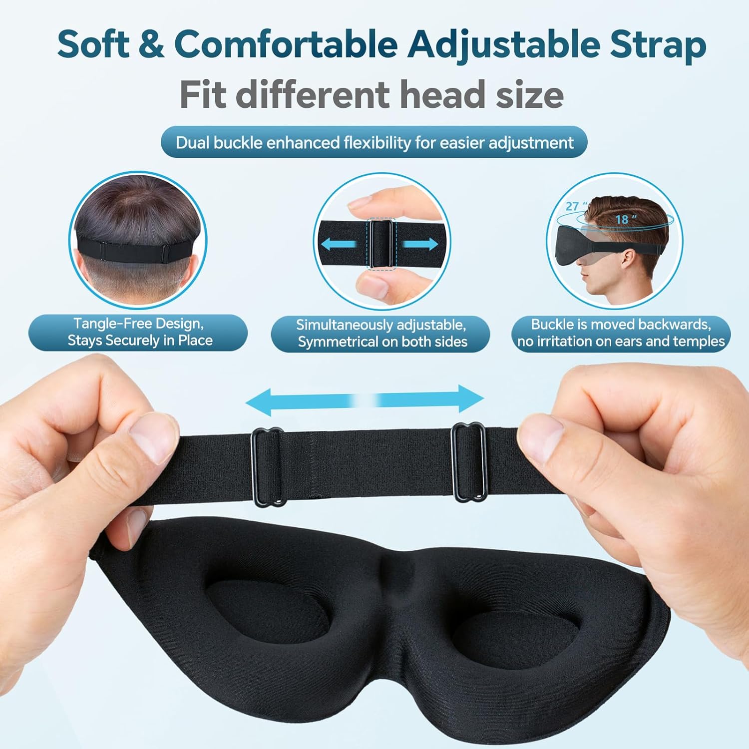 Máscara de dormir 3D, máscara para dormir para mulheres e homens, venda noturna com bojo contornado, cobertura luxuosa para os olhos com bloqueio de luz, sombra moldada com alça ajustável - Imagem 6