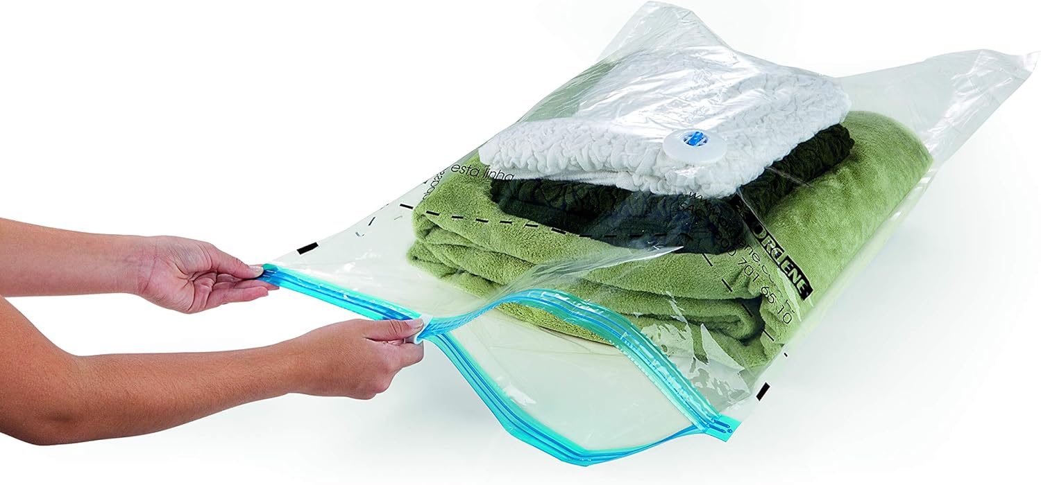 Ordene - Conjunto de Sacos à Vácuo para Armazenamento, Contém 4 Sacos Médios (45 cmx65 cm) + Bomba Plástica, Linha Vac Bag - Imagem 7