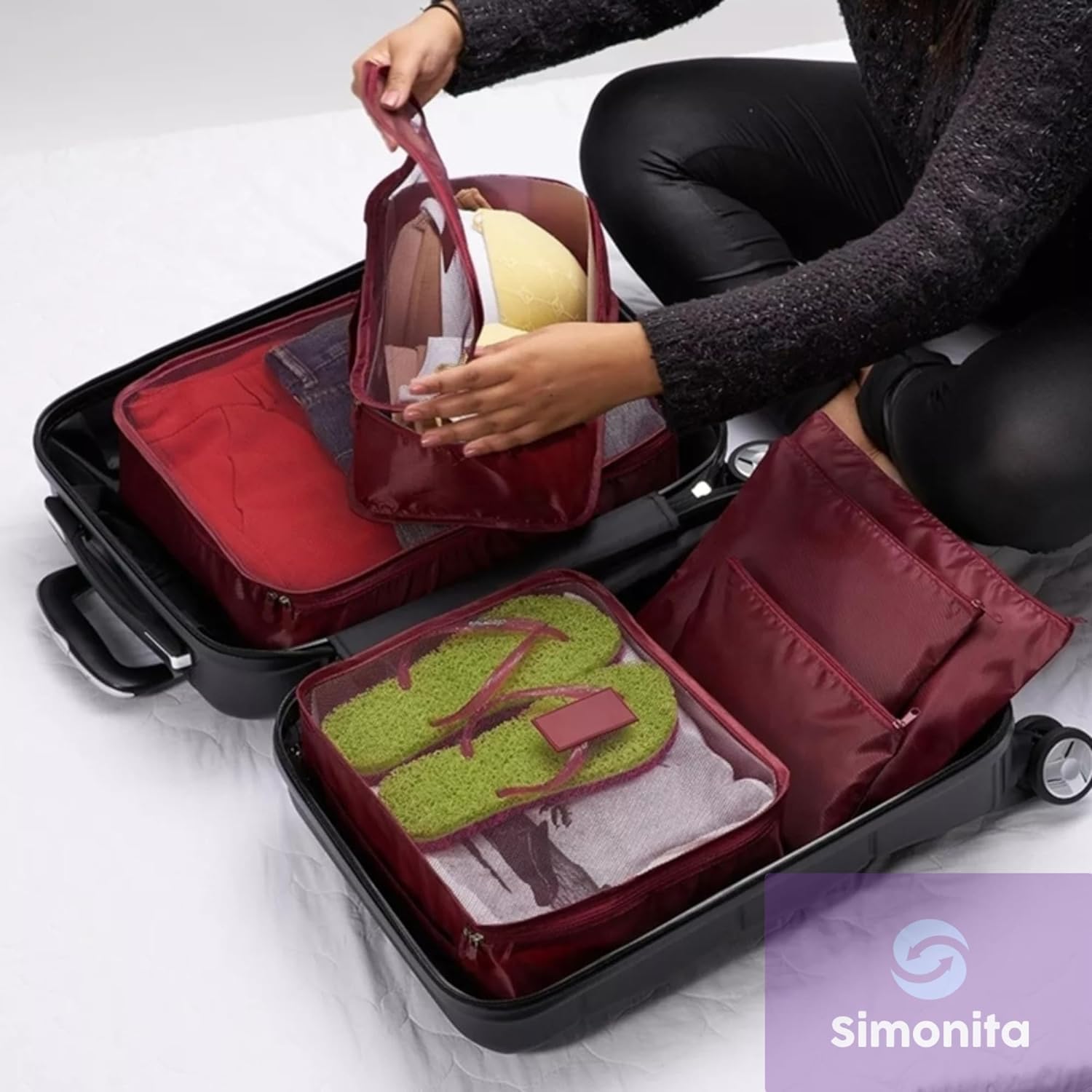 Kit Organizador de Mala de Viagem Prático 6 Peças Necessaires para Roupas, Maquiagens,cuecas calcinhas e meias Bagagen-Lene (Azul Turquesa) - Imagem 5