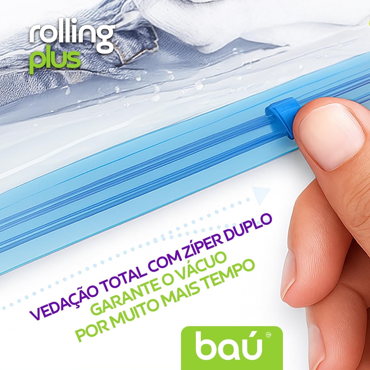 Kit 12 Sacos a Vácuo Manual p/Viagem s/Bomba - Enrole e Tire o Ar - Rolling Plus Baú - Imagem 6