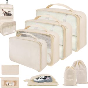 Kit 10 Necessaire Organizadores De Malas Para Viagem - Completo: Necessaire Feminina, Organizador De Bolsa E Mala - Perfeito Acessórios Para Kit Viagem E Organização - Vanova (BEGE)