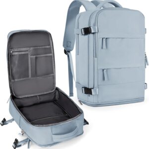 coowoz Mochila de viagem grande para mulheres e homens, mochila de mão, mochila de caminhada, impermeável, para esportes ao ar livre, Cinza, azul, 30l, Viagens