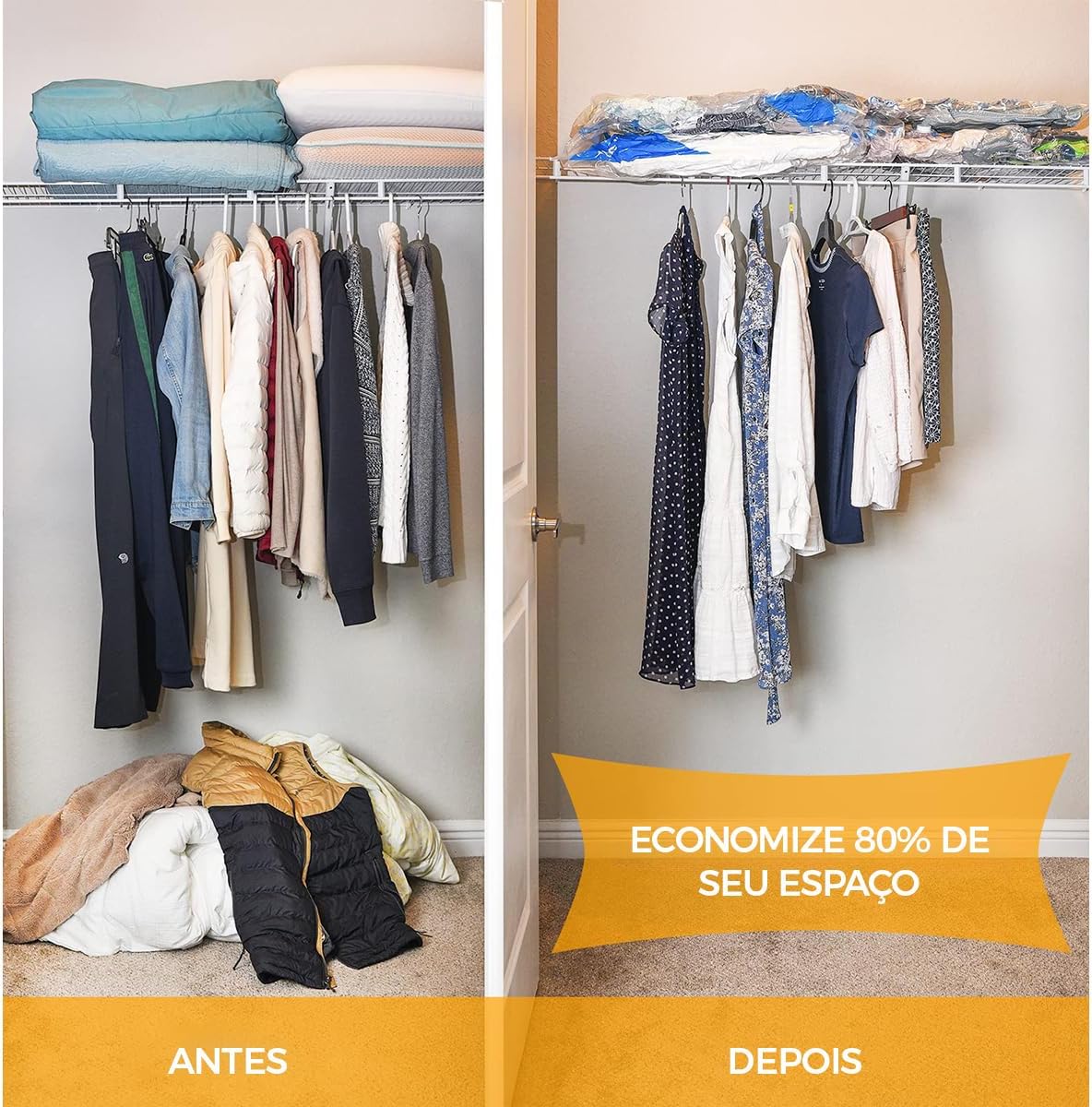 10 Sacos de Armazenamento a Vácuo Com Bomba (2 Grandes/3 Médios/5 Pequenos) - Selados Com Economia de Espaço - Imagem 2